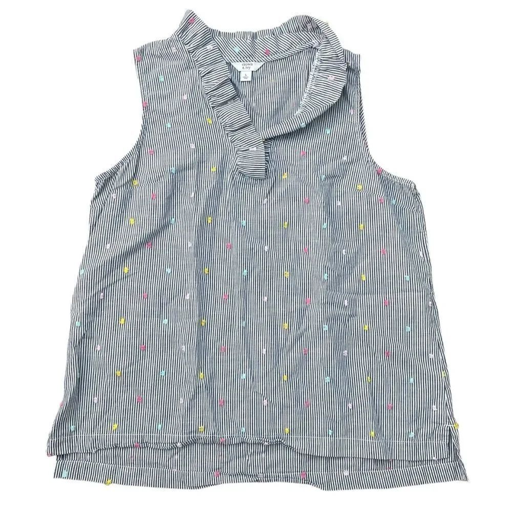 Crown & Ivy Swiss Dot Striped Blouse in Size Large
